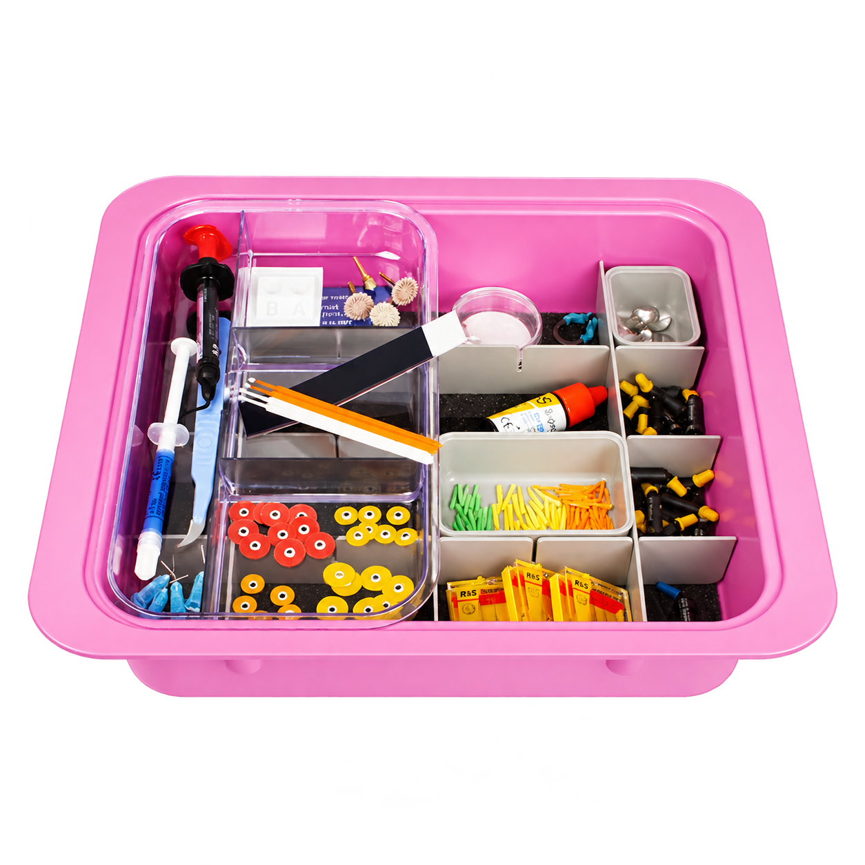 Pink Signature Series tub containing organised procedural consumables